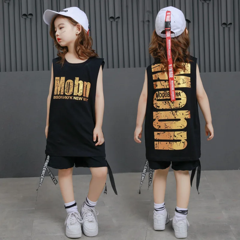 Комплект для мальчиков и девочек в стиле хип-хоп Модный комплект с лентами