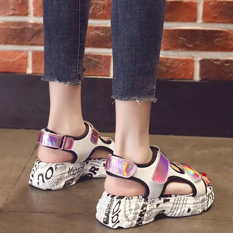 Fujin Sandalias De Verano Para Mujer; летний стиль; Роскошная обувь из светоотражающей ткани; Прямая поставка; женские повседневные сандалии