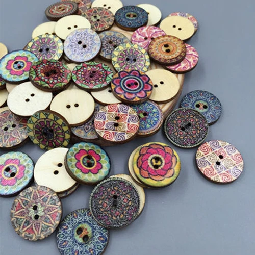 

100x Mixed Vintage Colorful Flowers Wood Buttons Scrapbooking Sewing Craft 20mm 2-holes Button 1 X 100 Pcs Buttons Round 14099