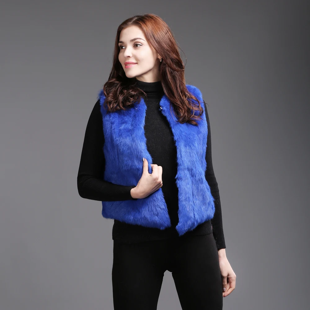 2020 брендовый Короткий стильный жилет из натурального кроличьего меха зимний