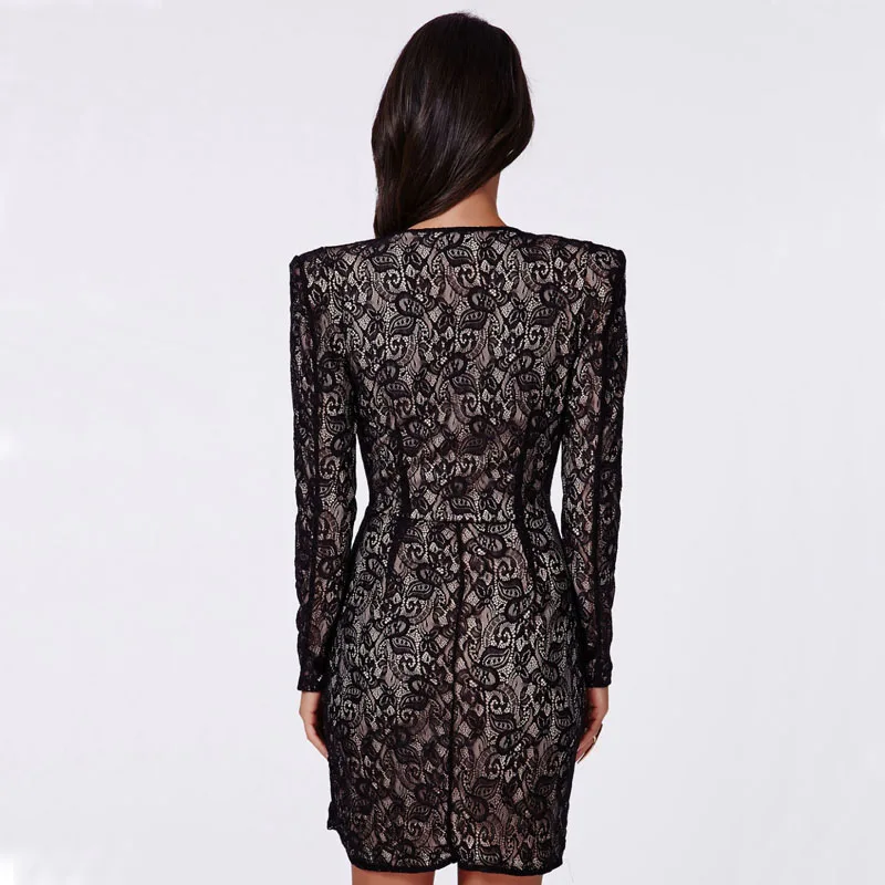 Кружевное платье с длинным рукавом новинка 2017 осенне-зимнее сексуальное