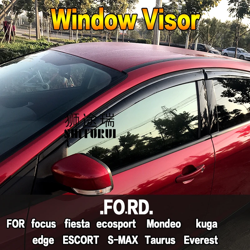 

SHITURUI Window Visor Vent Sun Rain Deflector Guard For FORD focus fiesta Mondeo ecosport kuga edge ESCORT S-MAX Taurus Everest