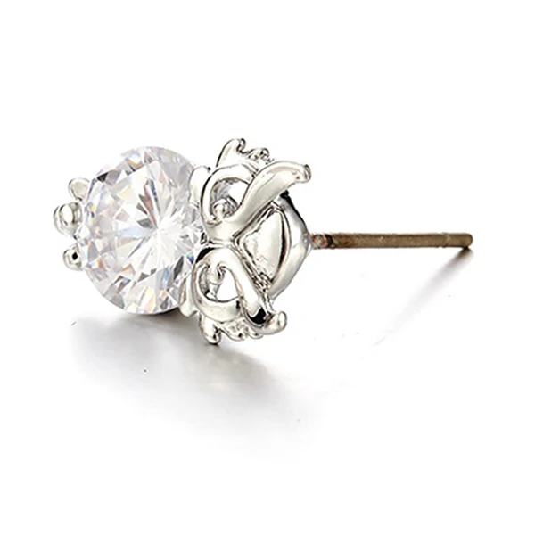 Серьги-гвоздики с фианитами женские простые ювелирные украшения кристаллами в