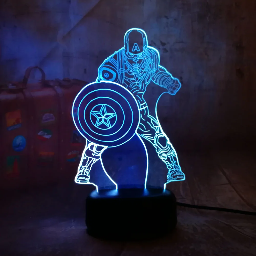 С героями комиксов Марвел Капитан Америка RGB светодиодный Ночной светильник