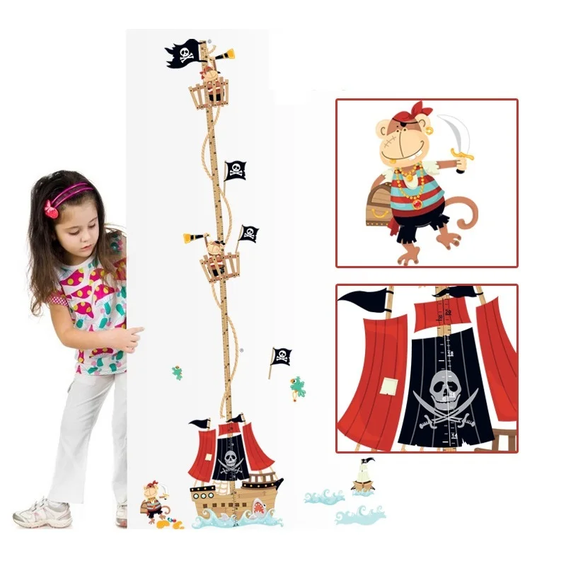 Обезьяна Животное пират дети Высота Мера Стикер для детской комнаты Рост