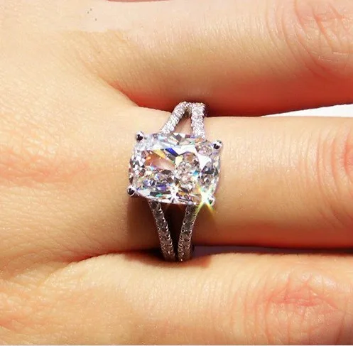 Vintage Fantastic Solid Platinum PT950 Ring 3.85CT Cushion Diamond Engagement Beautiful Birthday Present Mother Day Gift | Украшения и