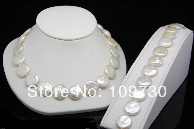 

Jewelry 00623 YG Natural 12-13MM white coin pearl jewelry sets