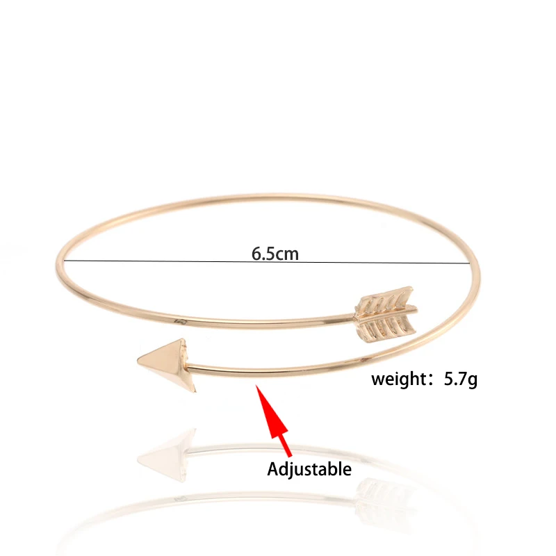 Модный простой браслет со стрелками для пар золотой женский Открытый ювелирные