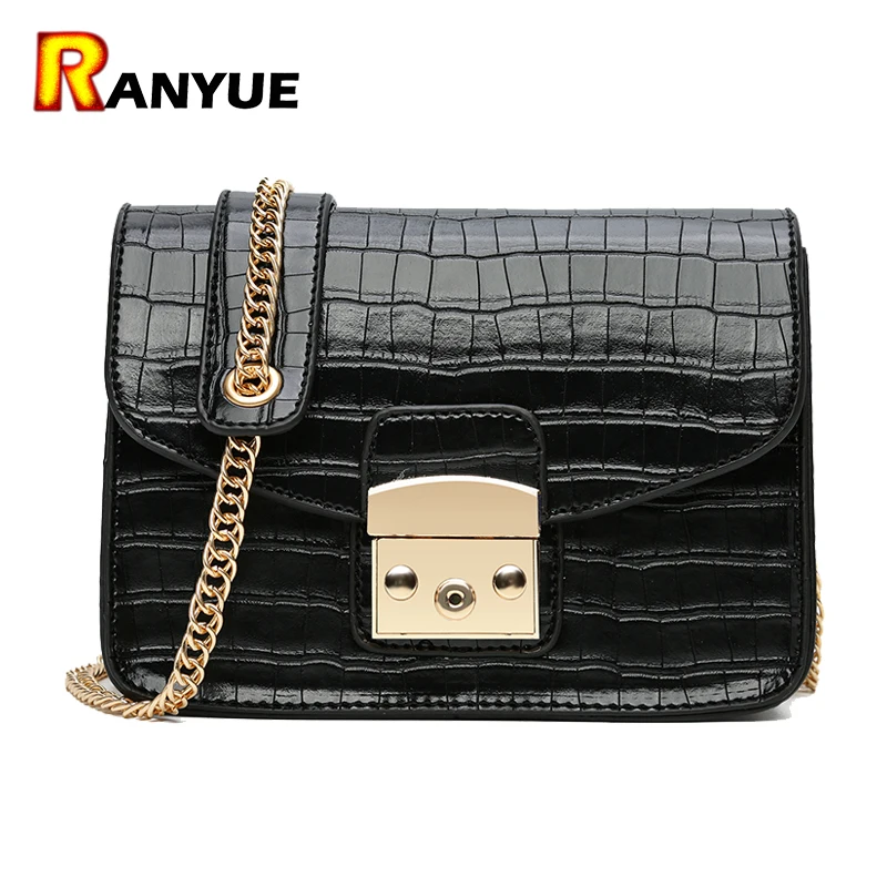 Старинные Картины Крокодила Pu Кожа Женщины Сумку Цепи Блокировки Плеча Crossbody