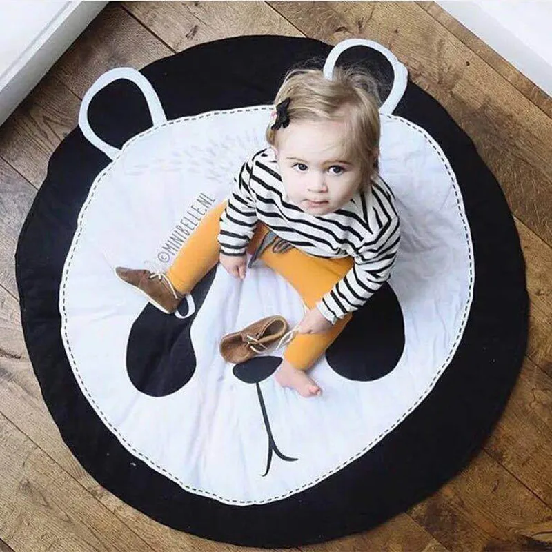 panda Baby Playmat Cartoon Circle Shape Rabbit Unicorn Pattern Baby Activity Gym Baby Gym Playmat Baby Room Rug Carpet In The Nursery - Цвет: panda