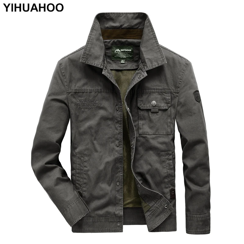 Yihuahoo Мужская куртка большого размера 5XL 6XL повседневная Весенняя хлопковая карго