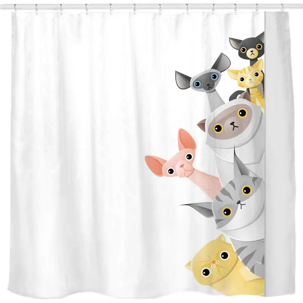 Милая короткошерстная кошечка Peekaboo, мультяшная душевая занавеска для детей, для любителей кошек, Забавный курьезный котенок, киска, тканевый набор для декора ванной комнаты - Цвет: Красный