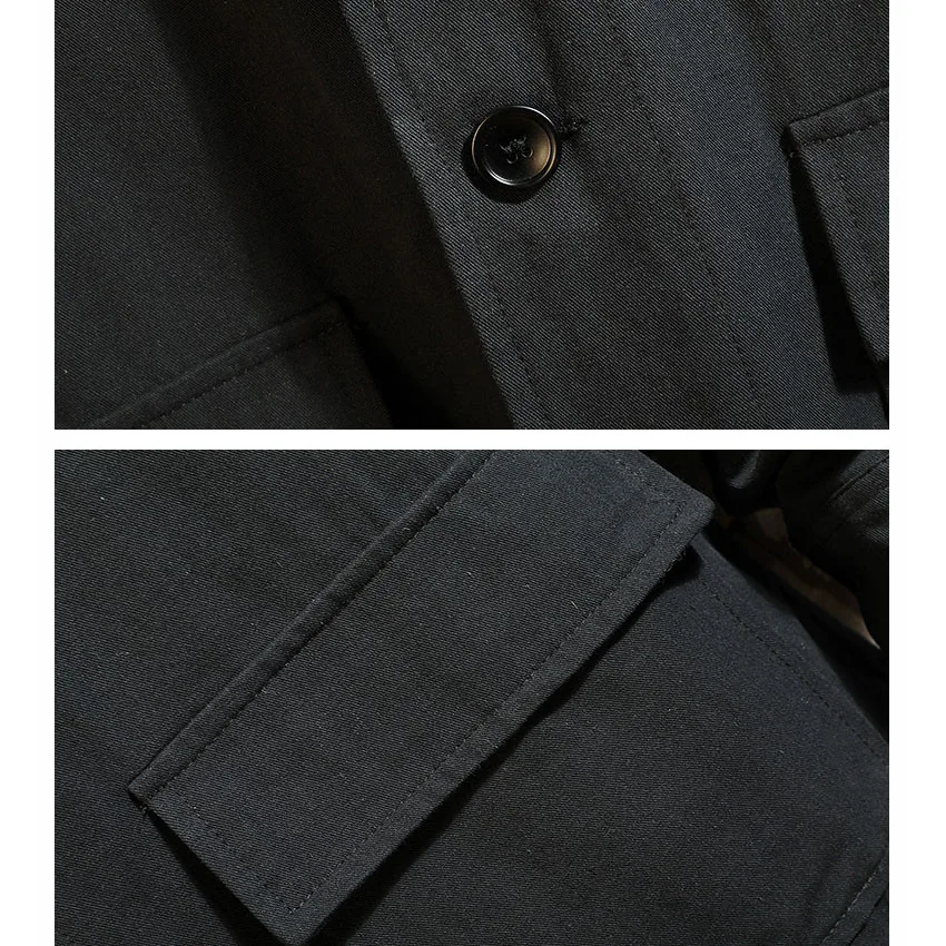 

New 2019 autumn winter fashion casual jacket men pockets turn down collar single breasted coat outerwear plus size M - XXXXXL