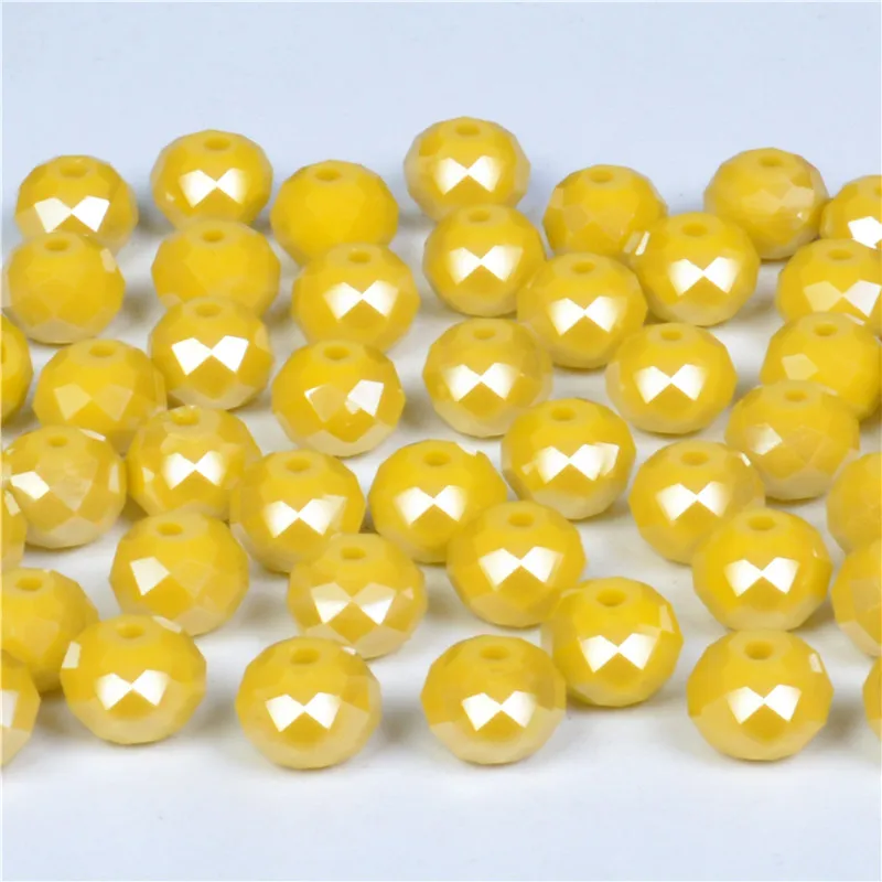 

Yellow AB Color 4mm 6mm 8mm Rondelle Faceted Crystal Jewelry Porcelain Glass Loose Spacer Beads For Jewelry Making