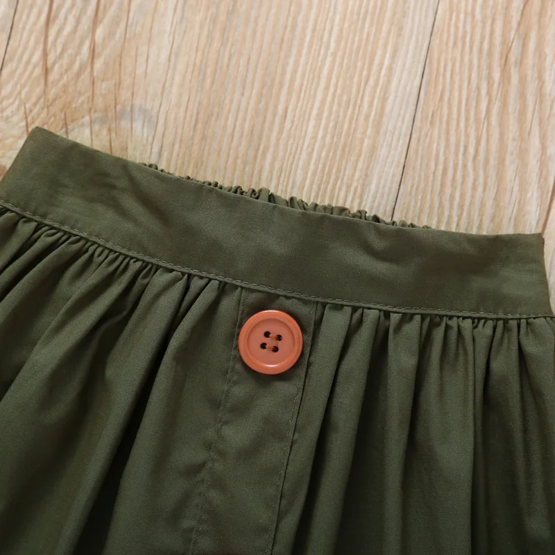 Комплект одежды для маленьких девочек 2 шт. модный топ с коротким рукавом и рюшами