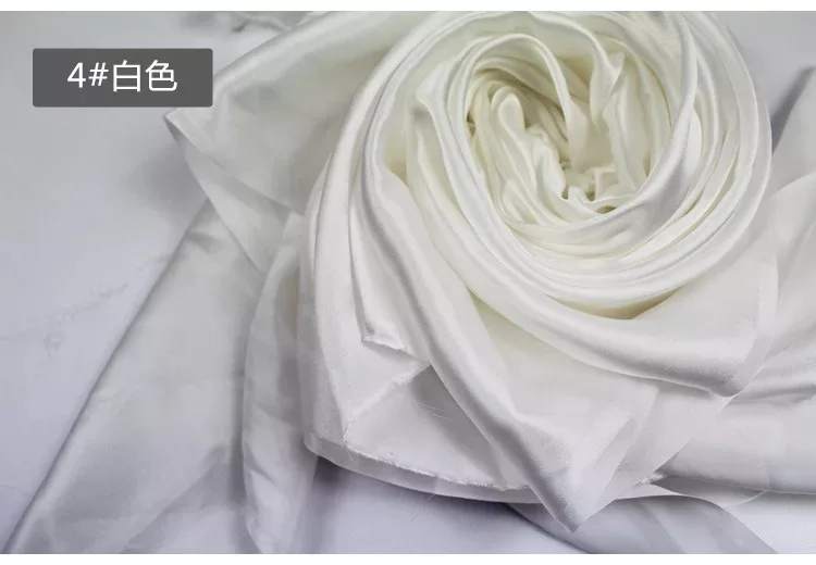 04 white 19 мм чистая шелковая атласная ткань 114 см 44 дюйма Ширина Серебристый цвет 81 gsm для платья рубашки синий черный 1 м для тестирования образцов - Цвет: 04 white