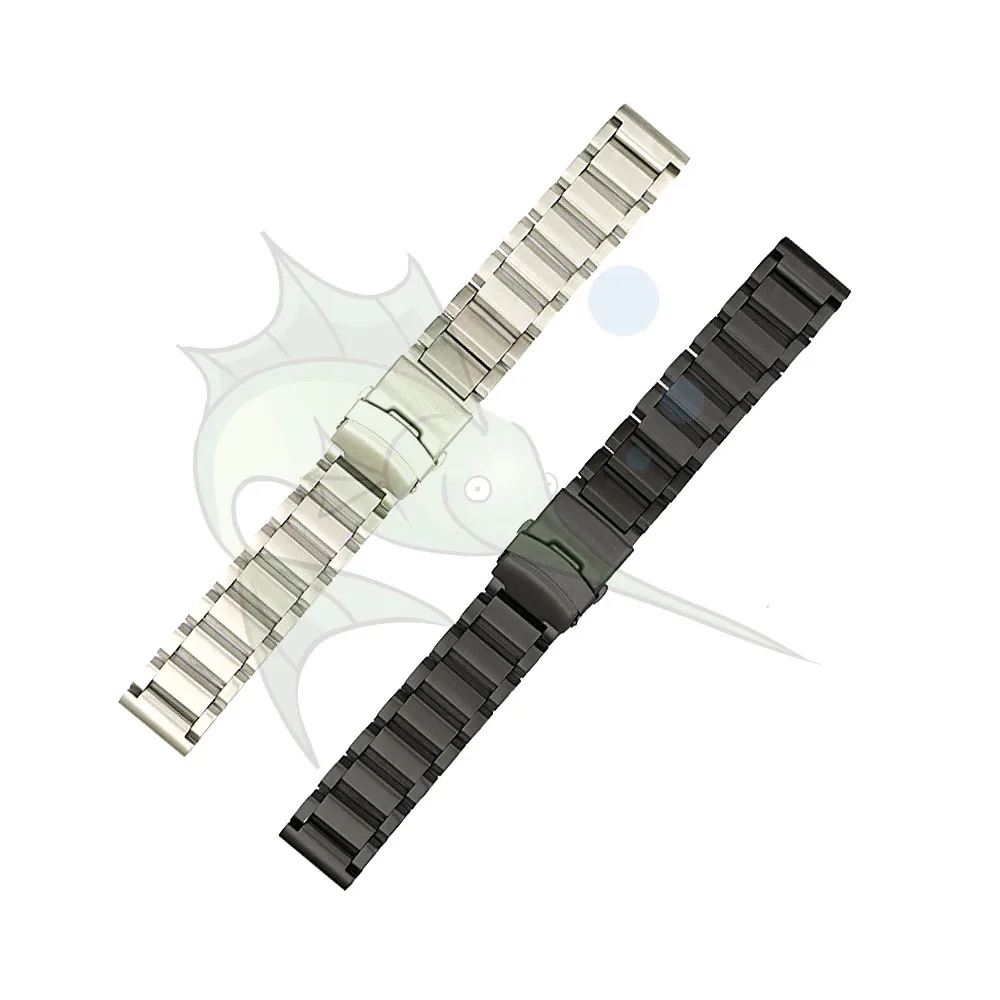Высококачественный черный серебристый ремешок для часов из нержавеющей стали 23