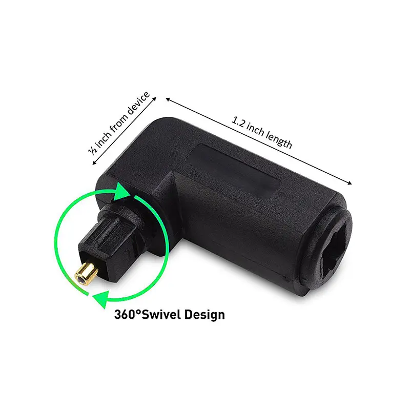 Male to Female Optical Digital Audio Converter Adapter with 90 Degree Right Angle 360 Swivel for Toslink Jack LSMK99 |