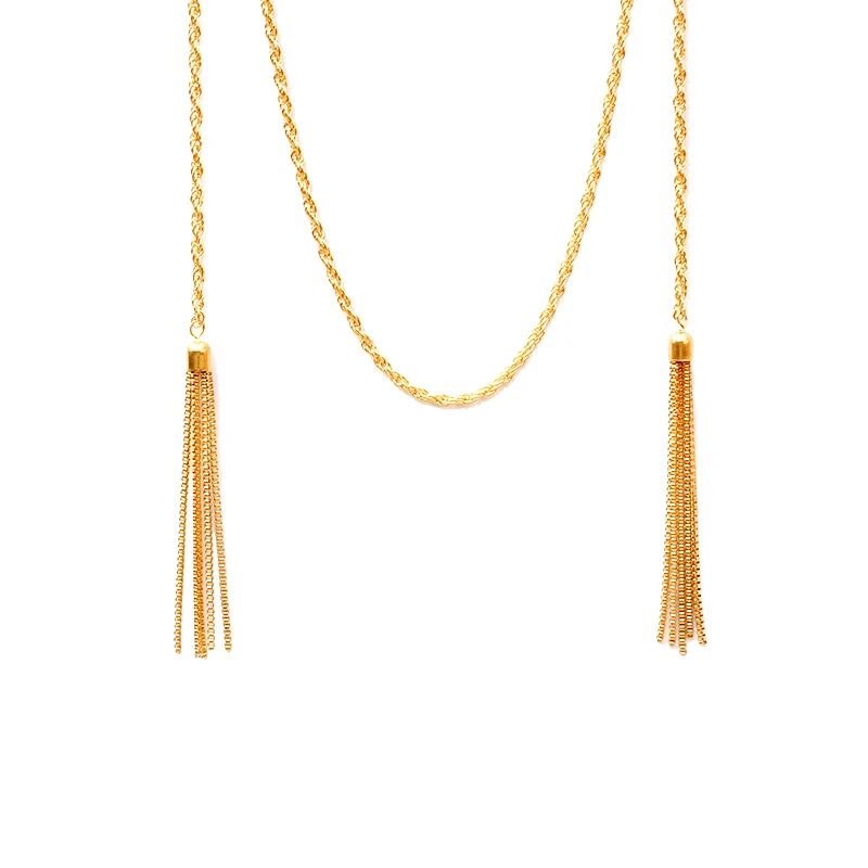 Женское длинное металлическое ожерелье VIVILADY офисное с кисточками в богемном