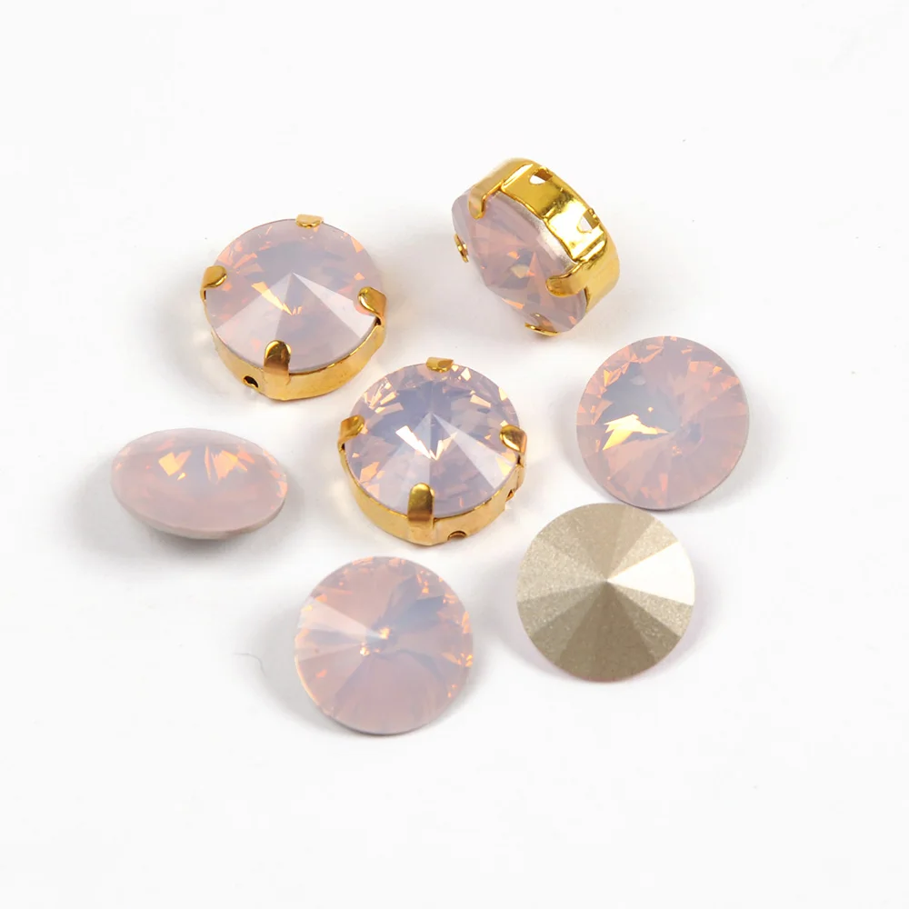 YANRUO 1122 All Sizes Rose Water Opal Rivoli Pointback Sew On Crystal Rhinestones Strass Stones For Clothes Decoration | Дом и сад