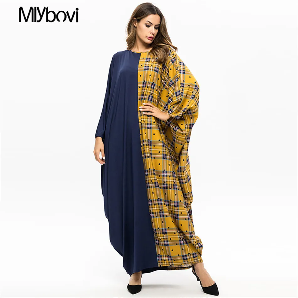 Женское платье с рукавом летучая мышь голубое в арабском стиле | Женская одежда