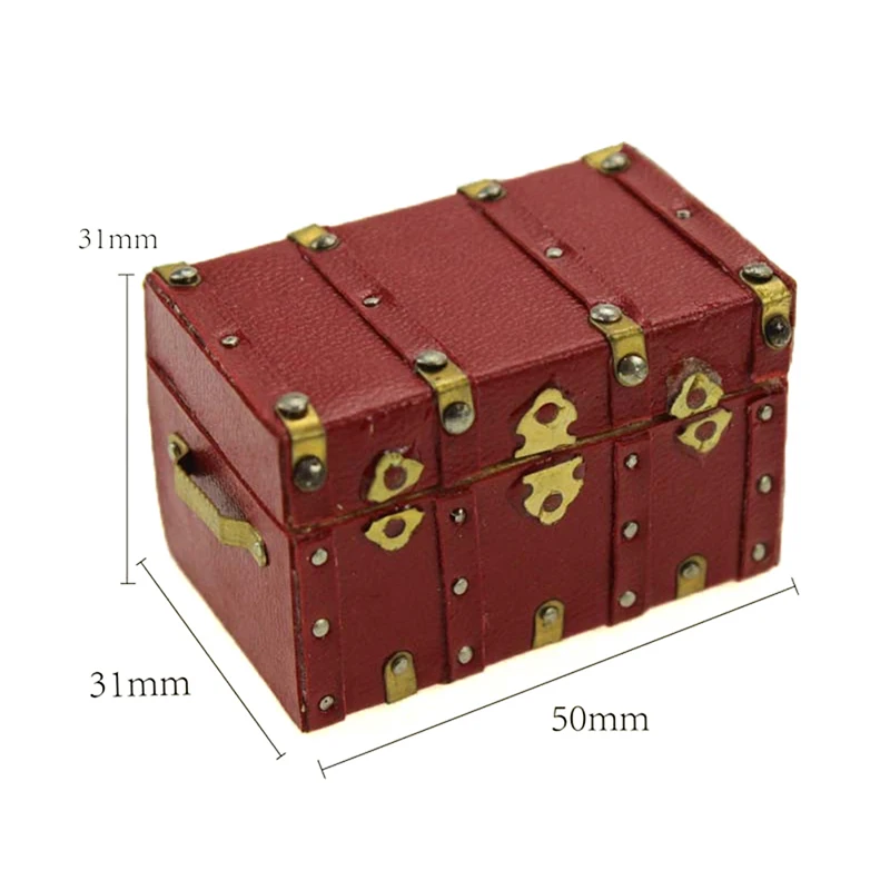 Vintage Wood Case with Leather and Golden Holder Dollhouse Furniture Accessories 1:12 Miniature Treasure Chest | Игрушки и хобби