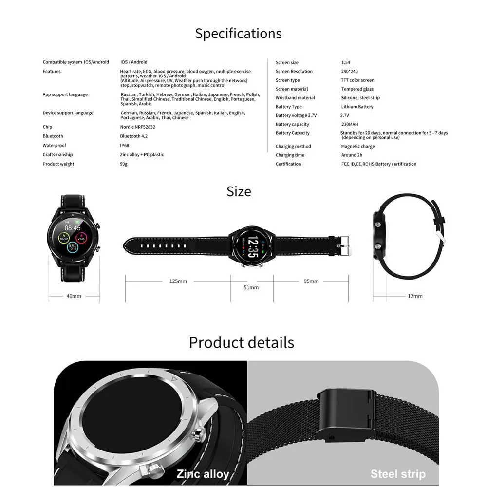 

Letine DT28 Smart Watch Mobile Payment ECG Heart Rate Monitor Fitness Tracker Multiple Sports Modes Full Screen Touch Smartwatch