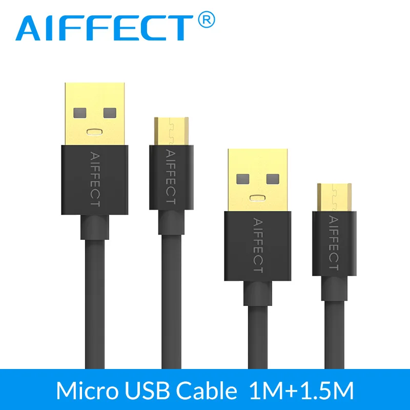 AIFFECT 2 шт. высокоскоростной Micro USB 2,0 кабель микро-СВЕТОДИОДНЫЙ модуль панели управления B для USB синхронизации данных кабель для зарядки шнур линии 3,3 фута и 5 футов - Цвет: Черный