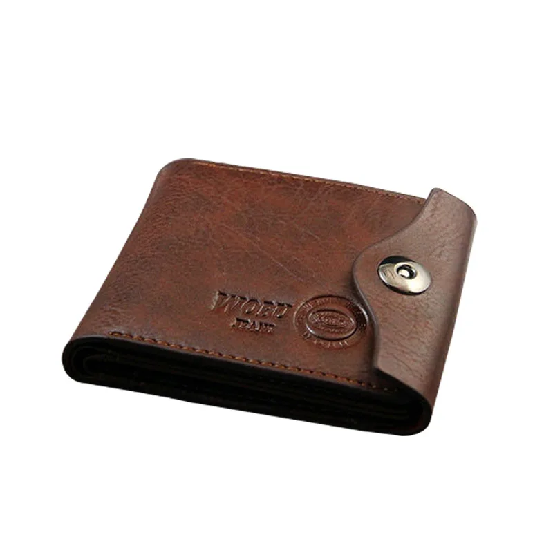 Мужской винтажный короткий кошелек для монет из искусственной кожи однотонный