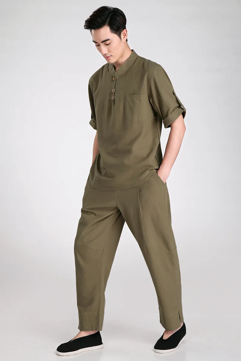 Новое поступление зеленая китайская мужская униформа кунг-фу хлопок Тай Чи Ву