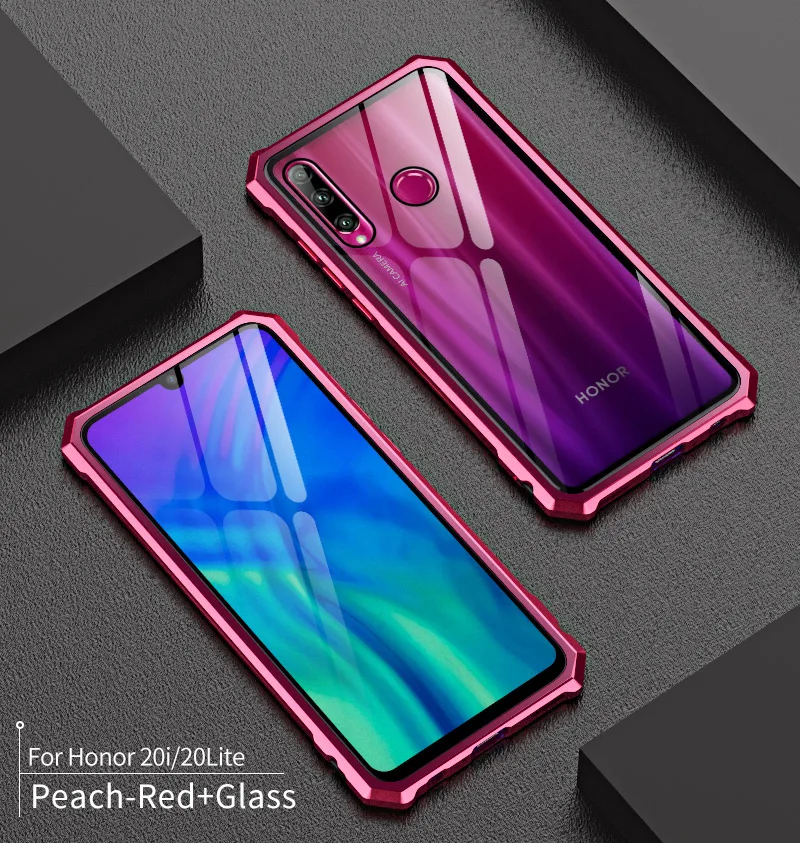 Роскошный алюминиевый бампер для honor 20 Pro, чехол с металлической рамкой, задняя крышка из закаленного стекла, Гибридный чехол для huawei honor 20Lite 20i чехол, тонкий