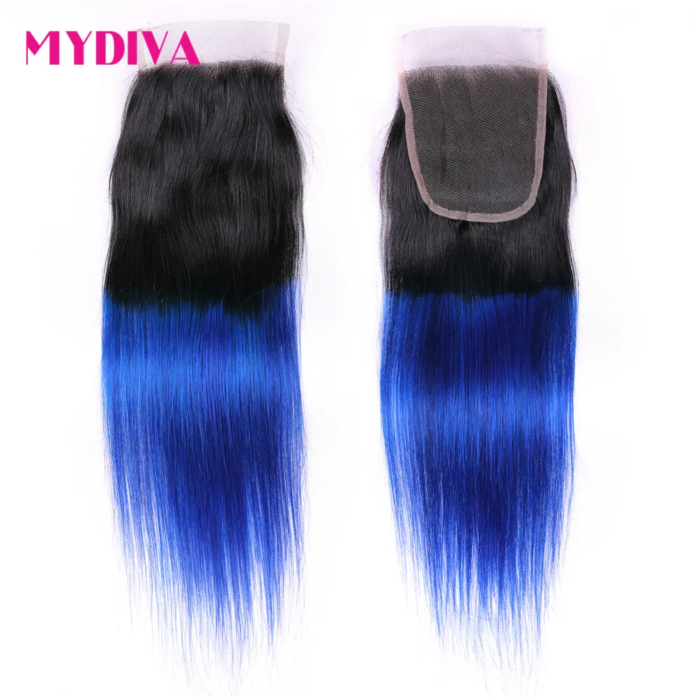 Mydiva предварительно окрашенные 2 тона синие бразильские волосы волнистые прямые