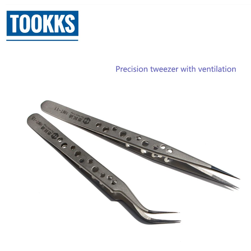 

Precision BGA Reballing Tweezer Mobile Phone Repair Stainless Steel Stright Bend Tweezer With Cooling Hole