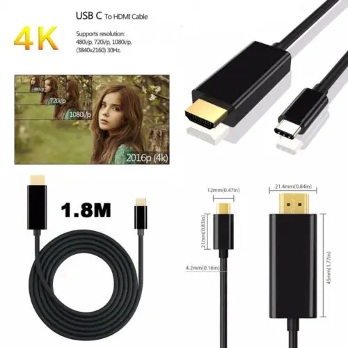 Кабель адаптер USB Type C 4K HDMI HDTV для Macbook Samsung Galaxy S8 S9 S10 + Huawei P30 P20 P10 Mate 20 series|Кабели