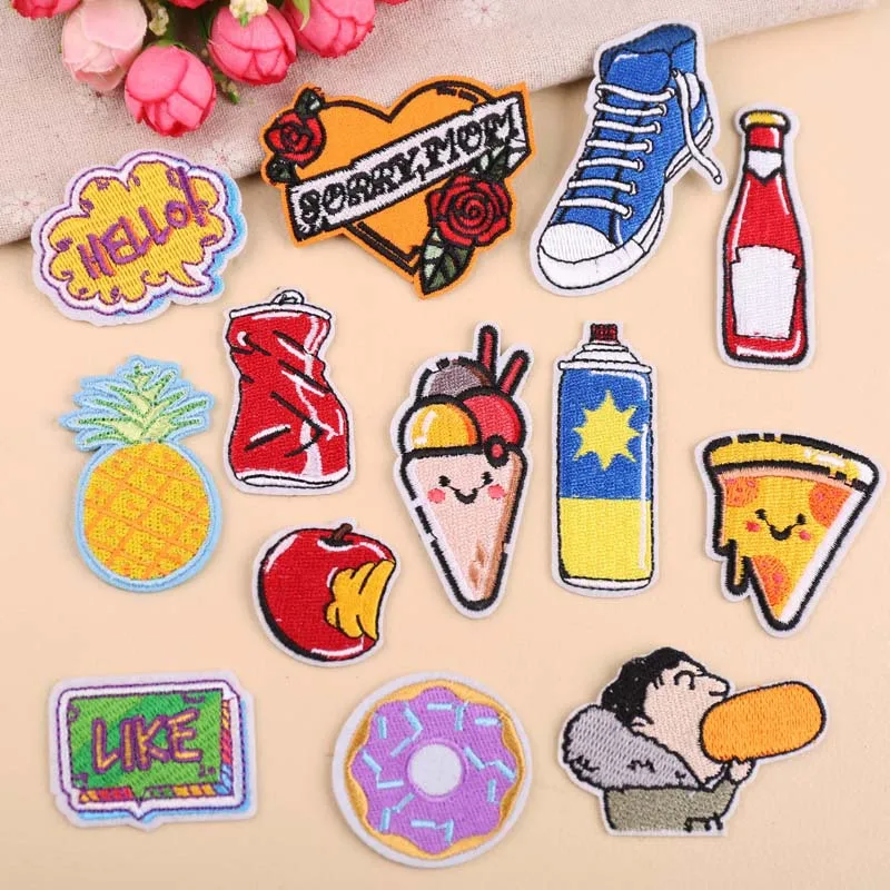 Мороженое напитка &quotлюбовь&quot одежда украшения нашивки на одежду Утюг вышитые