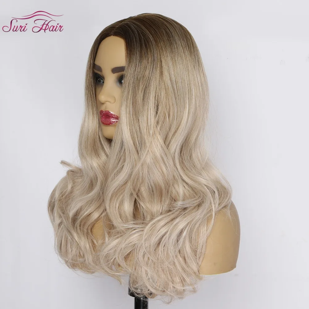 Suri Hair beauty Synthetic Wig Long Body Wave Heat Resistant Fiber Ombre Blonde for Women Cosplay hair 22 inches free ship | Шиньоны и