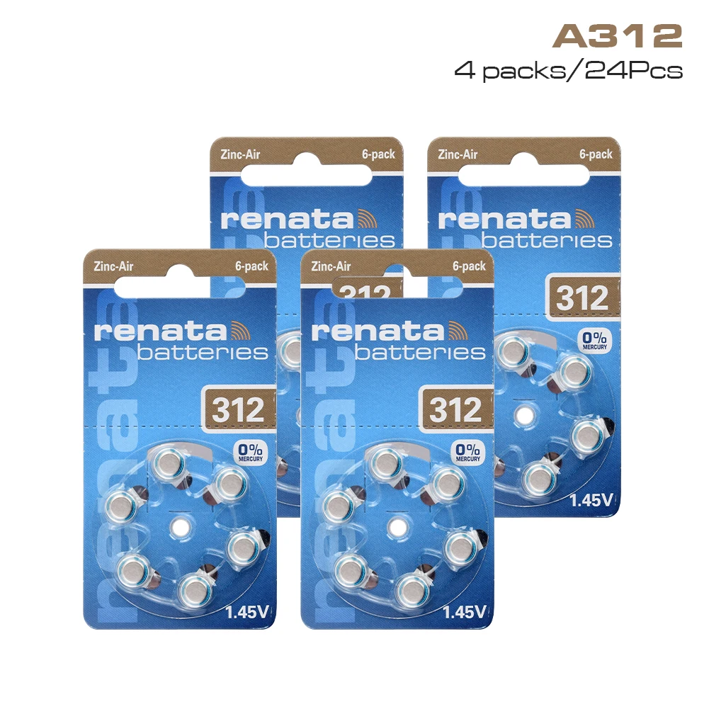 

24Pcs A312 High peformence Hearing Aid Battery Original Zinc Air 1.45V 312A ZA312 S312 PR41 B3124 Batteries