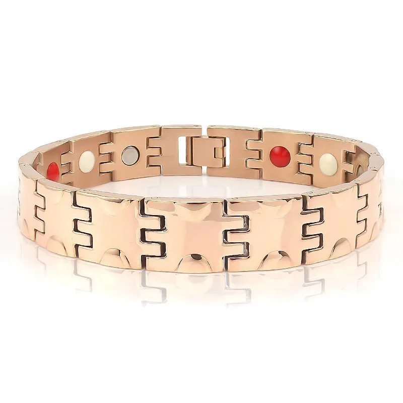 Уникальный мужской браслет из нержавеющей стали под розовое золото|Браслеты с