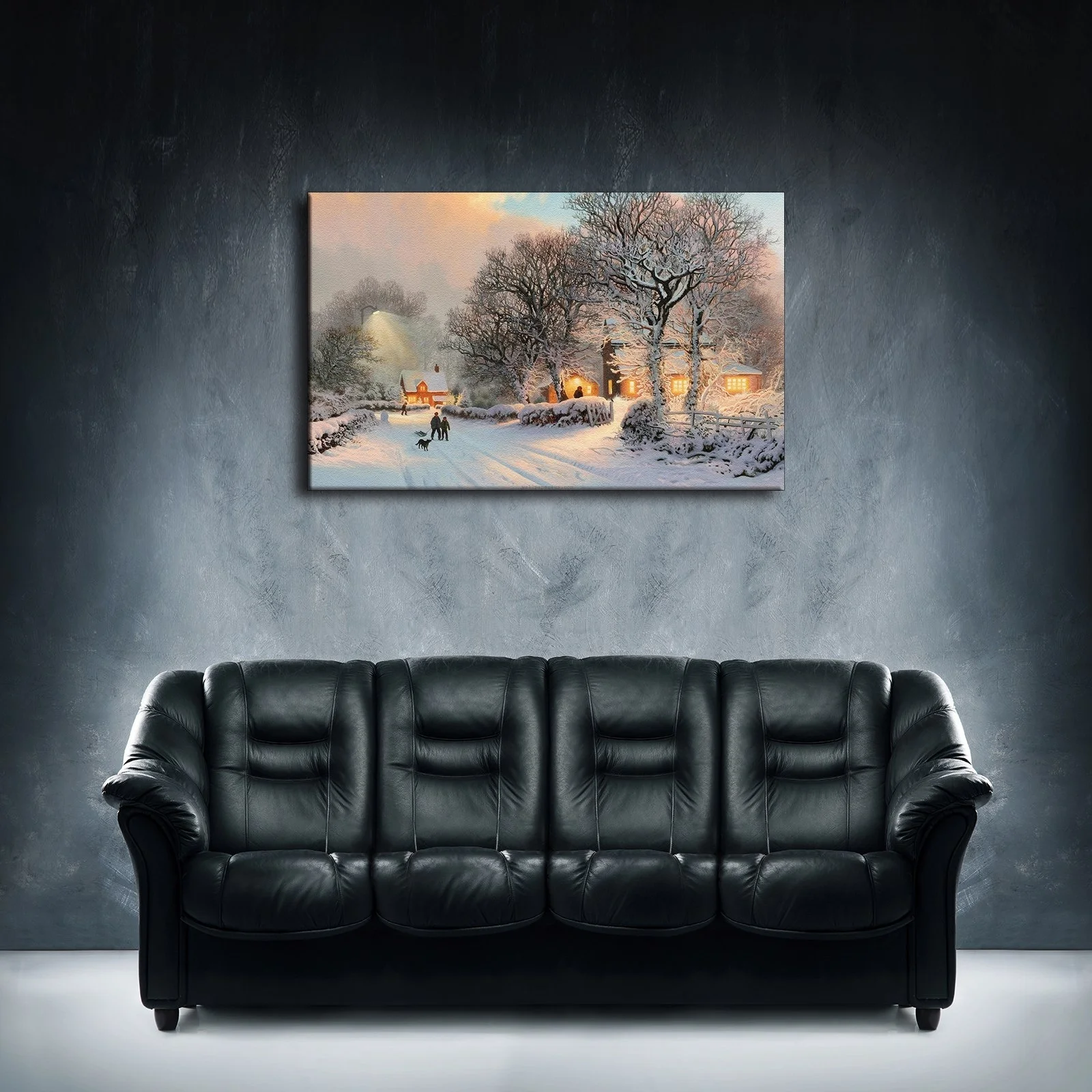 Холст для живописи Wall Art цельнокроеное платье удобные Винтаж зима снег Сян