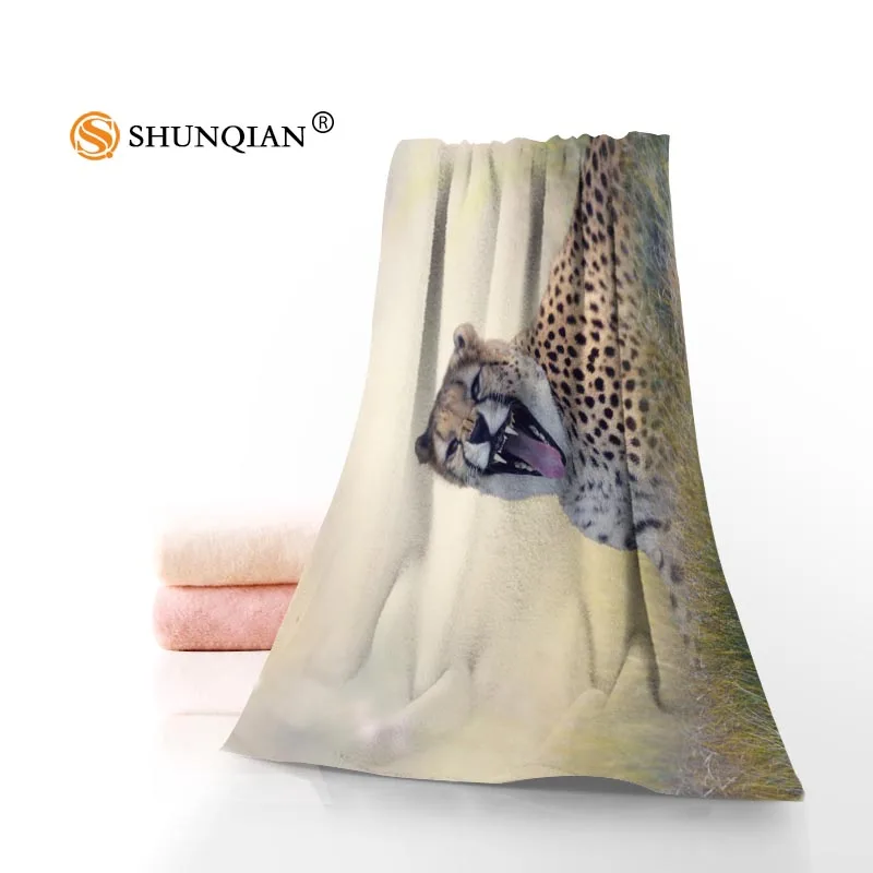 

New Custom Cheetah Towel Printed Cotton Face/Bath Towels Microfiber Fabric For Kids Men Women Shower Towels