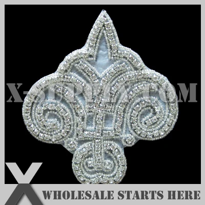 

(25pcs/lot) Crystal Silver Rhinestone Applique Beaded Patch, X1-RAT2075