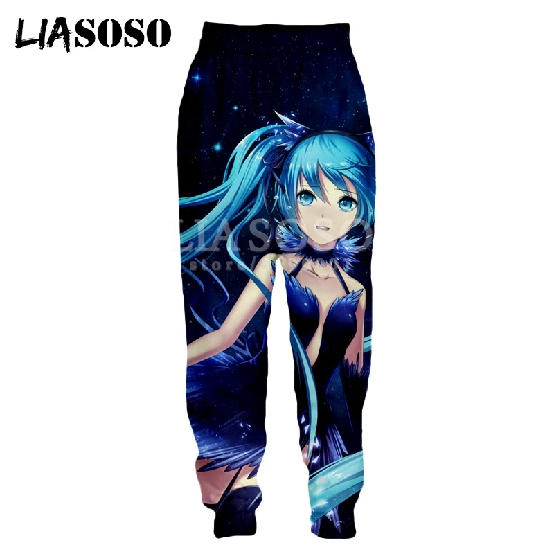LIASOSO, новинка, 3D принт, для мужчин и женщин, спортивные штаны, аниме, Vocaloid, Hatsune Miku, милые, сексуальные, для девочек, повседневные тренировочные штаны, штаны для бега, X1081 - Цвет: 3