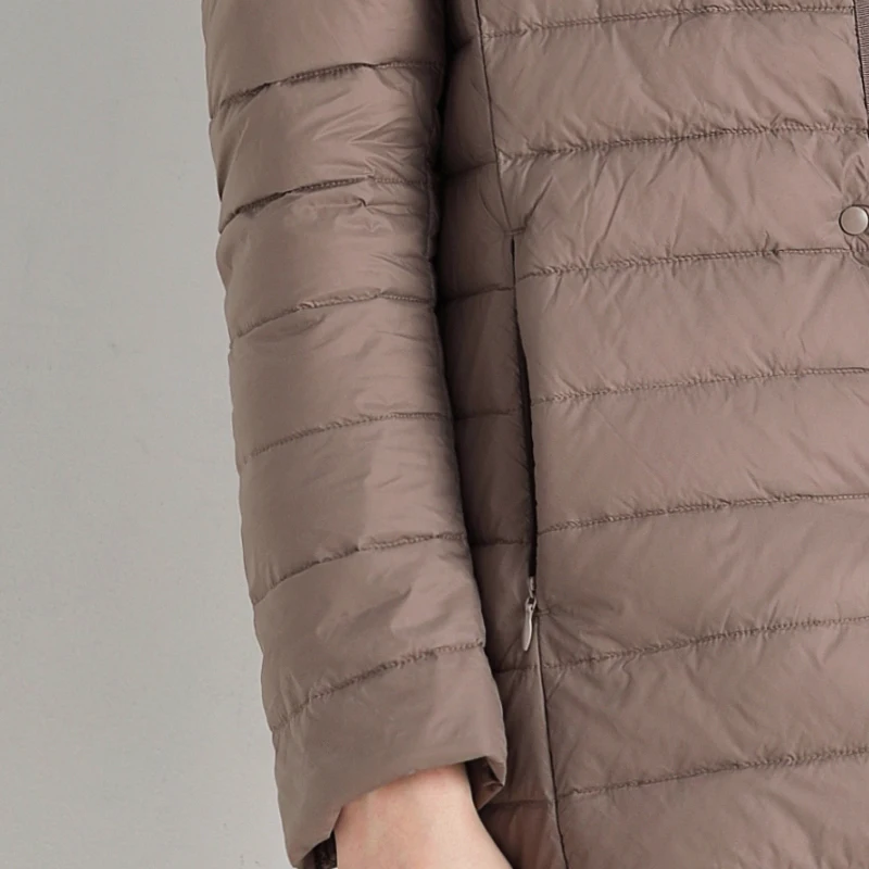 

2019 New Women Ultra Light Down Jackets Winter O-Neck Long Slim Down Coats Warm Lightweight Solid Color Casual Plus Size Coats