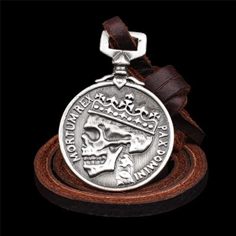 IMIXLOT винтажный череп серебряного цвета кулон с узором ожерелье для мужчин