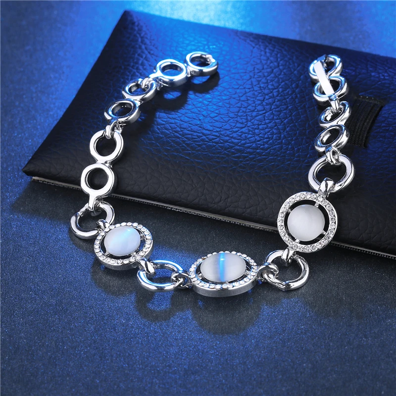 New Sets Fashion Wedding Jewelry Set For Women White Gold Color Opal Bracelet And Earring Best Gift7 |