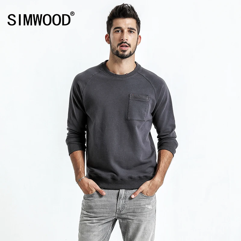 SIMWOOD 2019 Новые мужские толстовки повседневные толстые с длинным рукавом пуловер