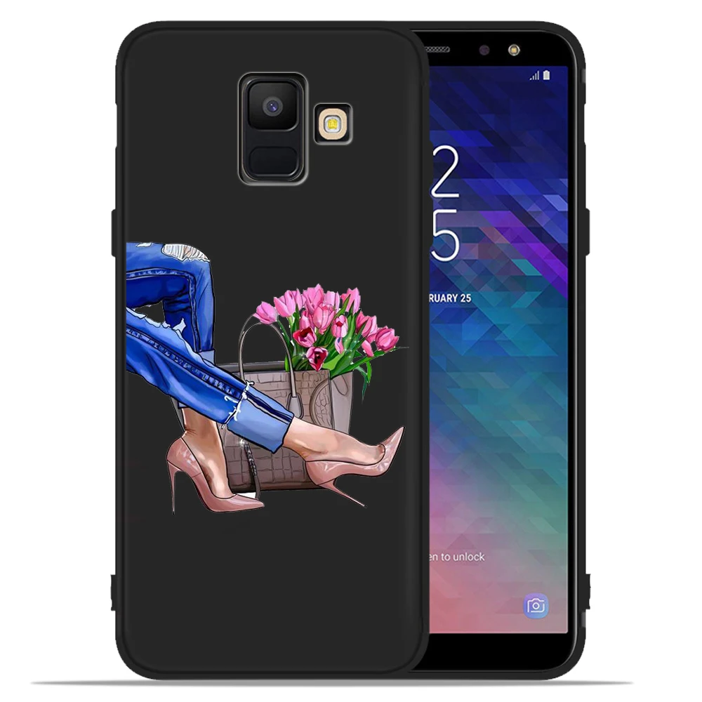 Чехол с цветочным рисунком для Samsung A720, модная женская обувь на высоком каблуке, кофейный чехол для Samsung A320 A520 A9 A6 A7 A8 Plus A3 A5 A7 Etui