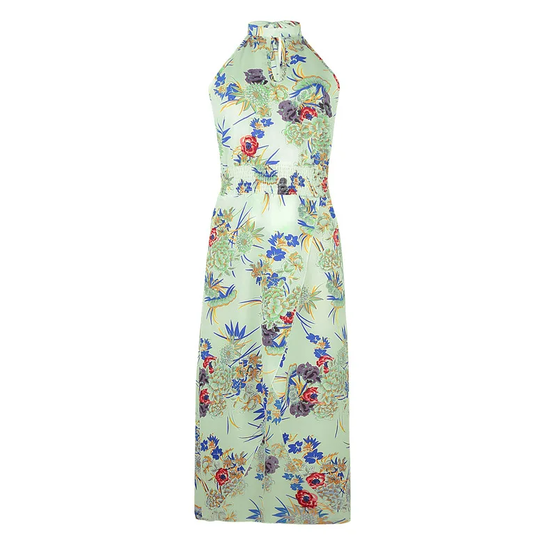 Женское длинное платье без рукавов Boho Пляжное с цветочным принтом и Боковым