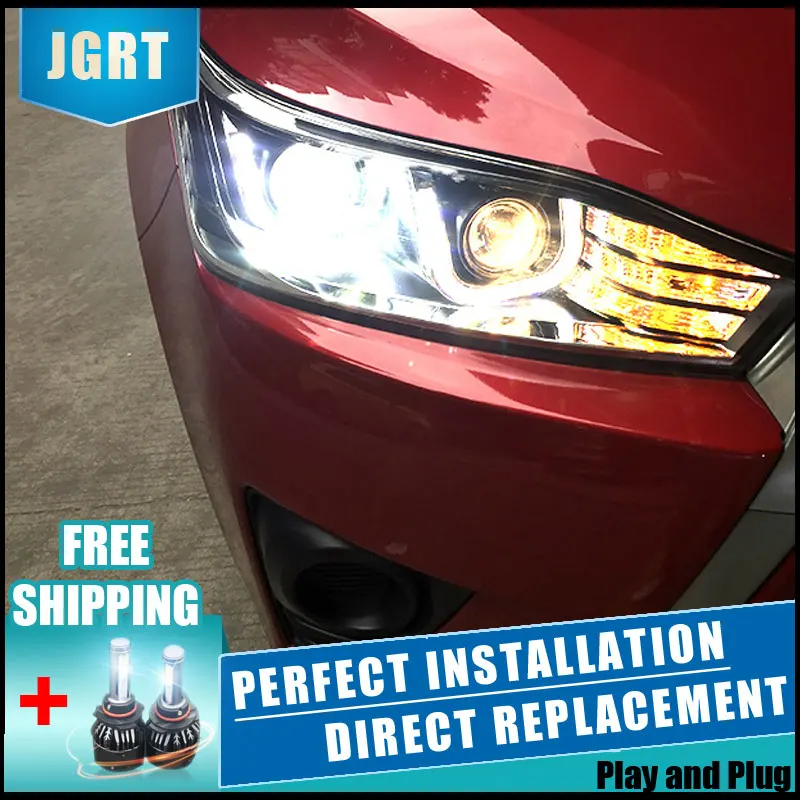 2 шт. светодиодный фары для Toyota YARiS L 2014 2015 Автомобильный свет двойной ксеноновые