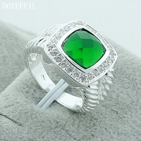 doteffil 925 sterling silver green quartz aaa zircon ring for women wedding engagement party fashion charm jewelry